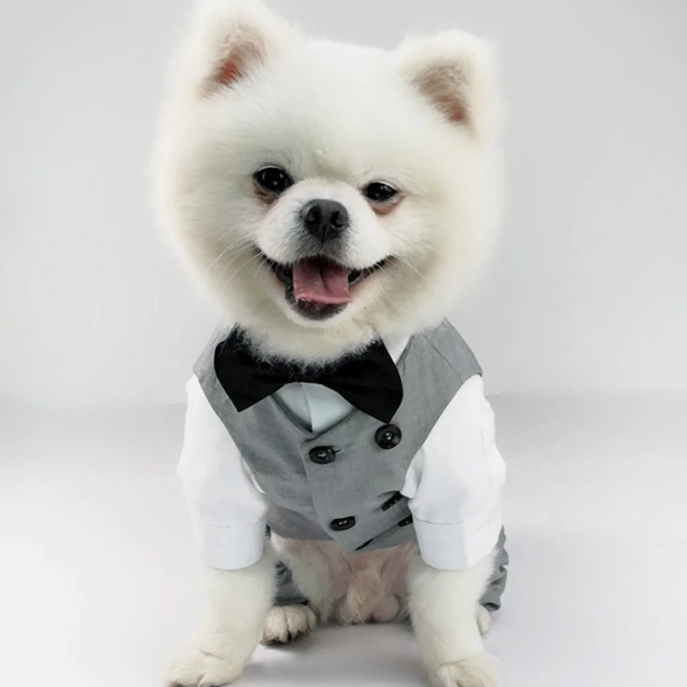 Dog Gentleman Wedding Suit Clothing Dog Tuxedo Suit Wedding Party Clothes For Small Dogs Formal Puppy Pet Coat Jacket Outfits