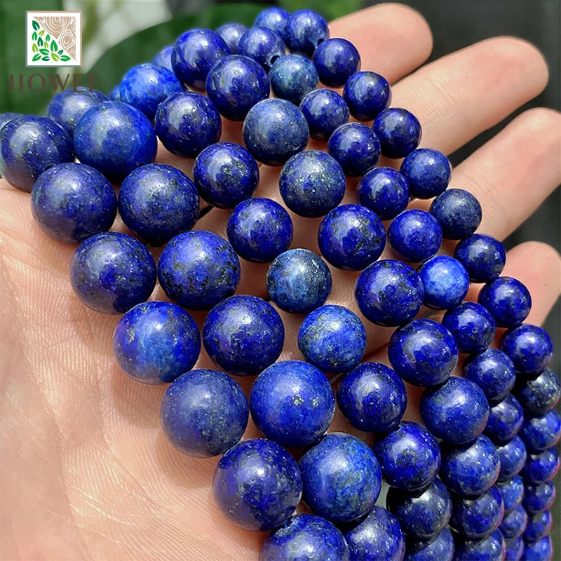 Smooth Natural Stone Lapis Lazuli Spacer Round Beads for Jewelry Making DIY Fashion Bracelet Earrings 15"Strand 4/6/8/10/12/14mm