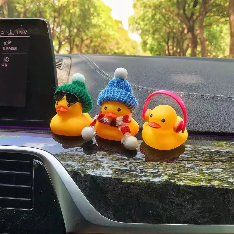 Mini Yellow Car Duck Rubber for Car Accessories Dashboard Toy Small Duck Car Decoration Interior Cute Ornaments