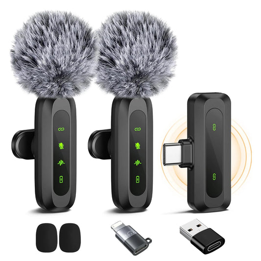Professional Wireless Lavalier Microphone for iPhone iPad Android Laptop Live Broadcast Gaming Interview Vlog Recording Mini Mic
