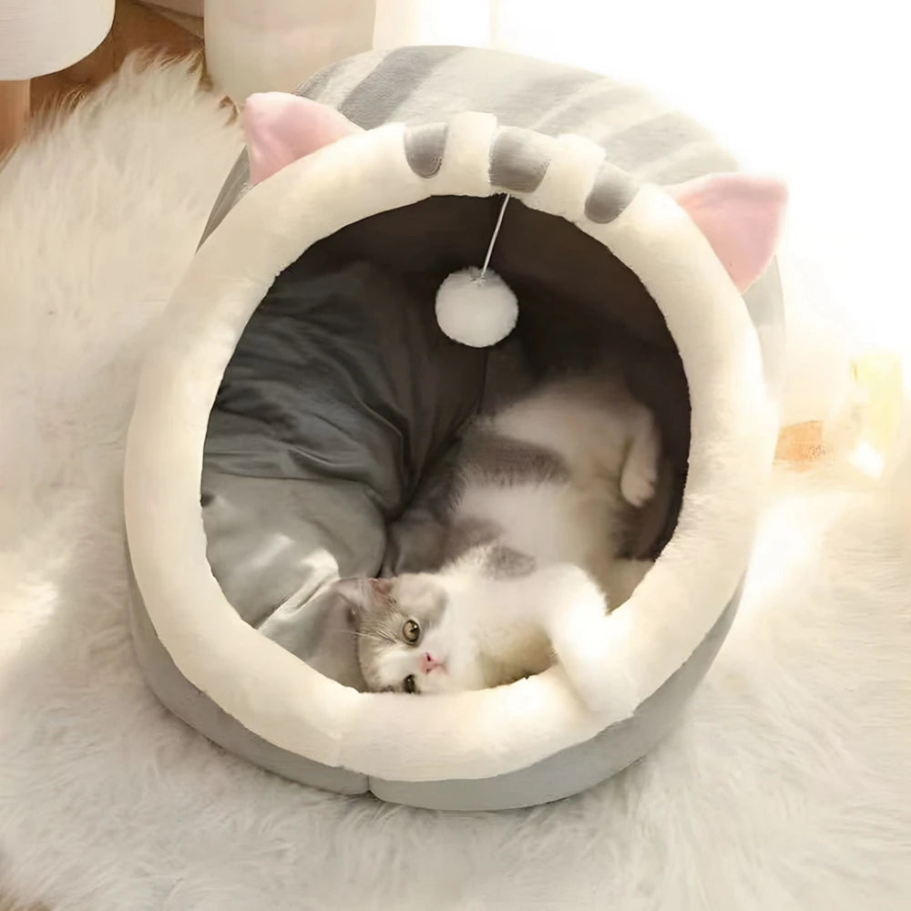 Cat Bed House Kennel Nest Round Pets Sleeping Cave Kitten Beds Pet Basket Cozy Kitten Lounger Cushion Cat House Tent Dog House