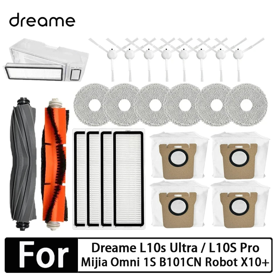 Dreame Bot L10s Ultra L10s Pro Accessories Robot Vacuum Cleaner Parts, Rubber / Side Brush, Cover, Filter, Mop Rag,vacuum bags