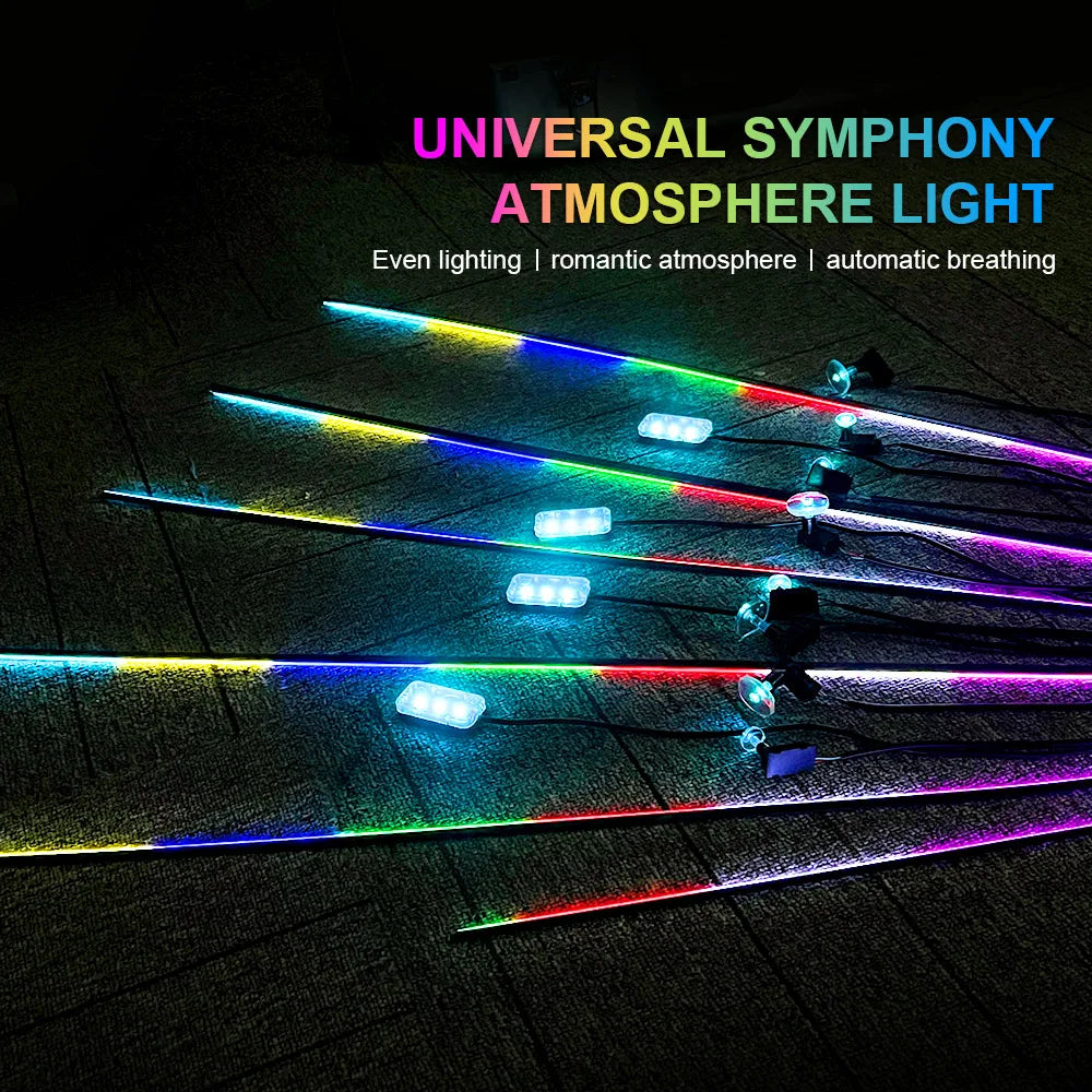 22/18/14 IN 1 RGB Symphony Streamer Car Ambient Lights Interior LED Acrylic Strips Decoration Atmosphere Lamp APP Remote Control