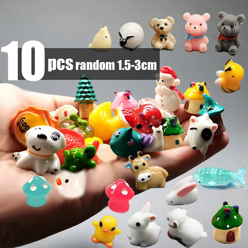 5pcs Miniature Animals Chick Sheep Turtle Puppy Fairy Garden Toy Aquarium Decoration Duck DIY Handicraft Accessories 1-3cm