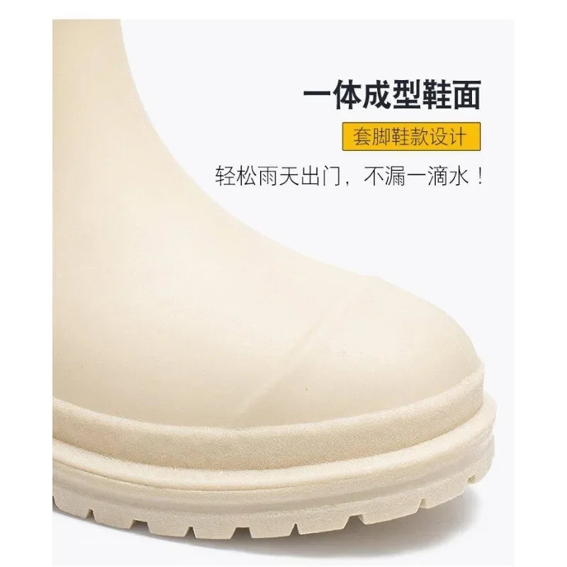 Fashionable Rain Boots for Women Thick Soles Versatile Korean Version Non-slip Wear-resistant, Casual Adult Outdoor Rubber Shoes