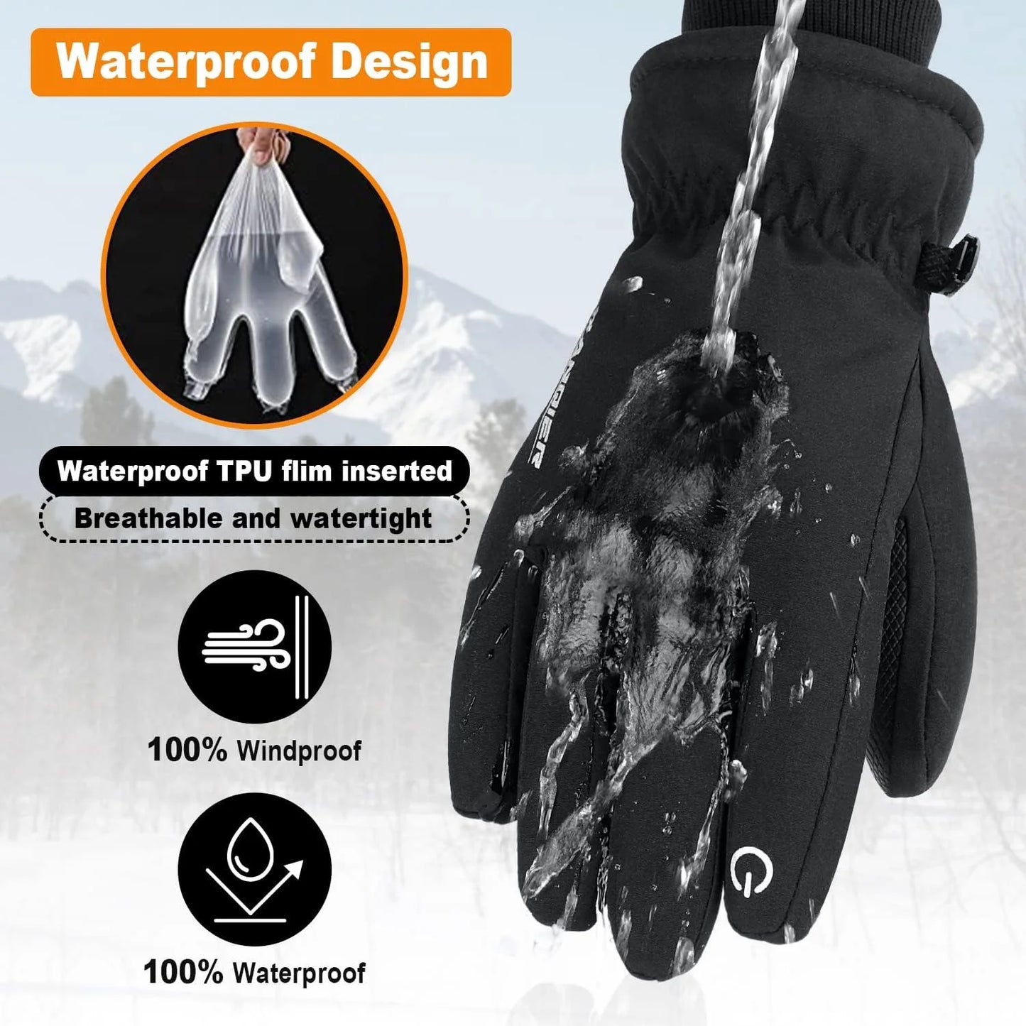 Winter Gloves for Warm 3M Thinsulate Windproof Waterproof Cycling Warm Winter Fishing Cycle Skiing Equipment Outdoor Wear