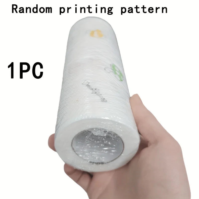 1roll 50pcs Disposable Kitchen Paper Towel, Random Pattern Reusable Washable Cloth for Dishwashing, Cleaning & Oil Absorption
