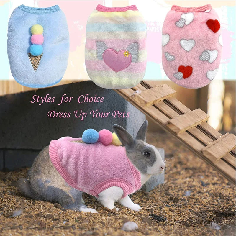 Warm Rabbit Clothes Soft Fleece Guinea Pig Vest Cute Small Pet Clothes Bunny Costume for Ferret Chihuahua Rabbit Accessories