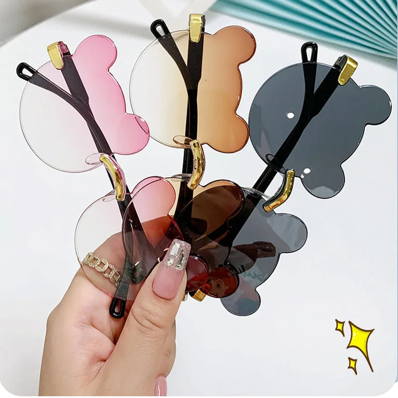 New Children Bear Ears Sunglasses Children's Cartoon Transparent Fashion Sun Glasses Kids Travel Eyewear UV400 Oculos De Sol