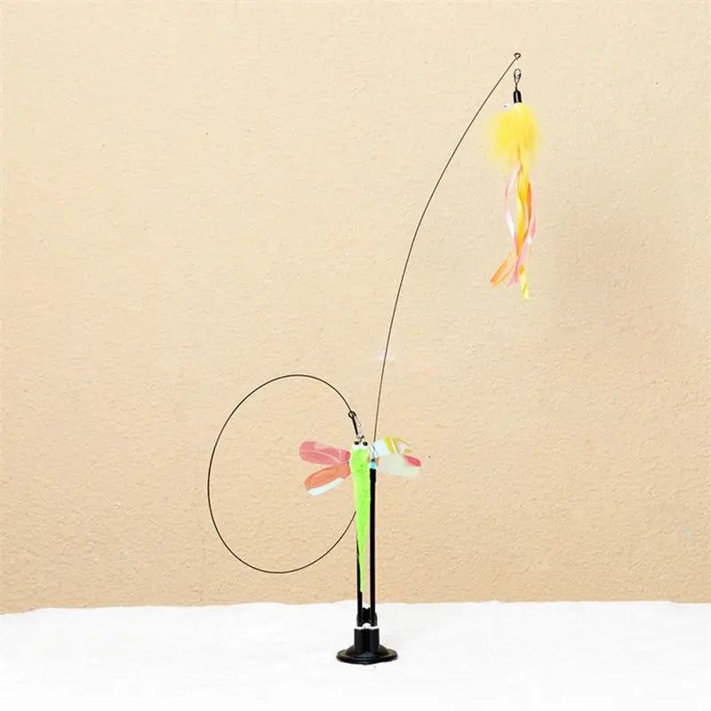 Teaser Wand Toy Suction Cup Feather Interactive Cat Toy Handfree Cat Stick Playing Kitten Playing Wand Pet Supplies Get Bored