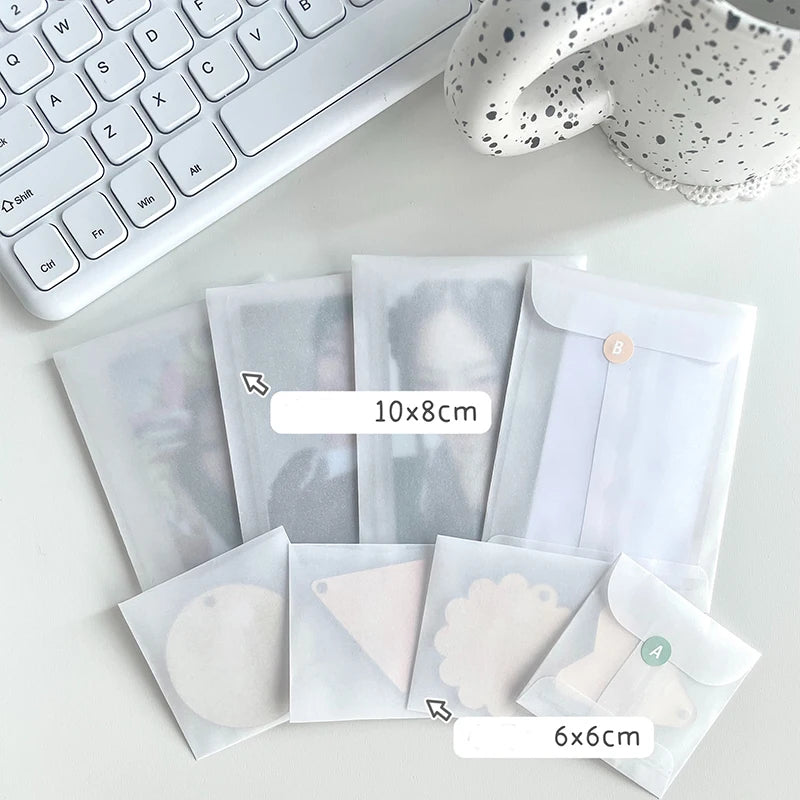 20pcs Semi Transparent Paper Bags 6*6cm 8*10cm Envelopes fit Thanks Letter Photo Jewelry Packaging Storage Pouches Wholesale