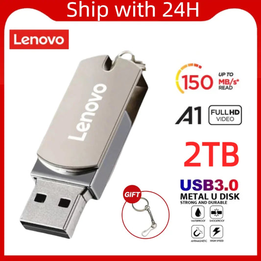 Lenovo Original 16TB USB Flash Drives 2TB USB 3.0 High Speed Metal Pendrive Real Capacity Memory Stick WaterProof U Stick For PC