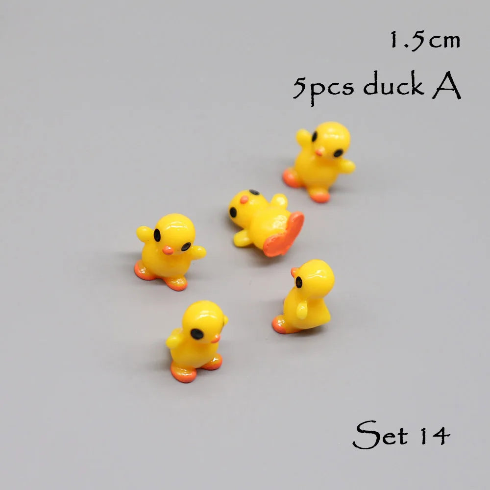 5pcs Miniature Animals Chick Sheep Turtle Puppy Fairy Garden Toy Aquarium Decoration Duck DIY Handicraft Accessories 1-3cm