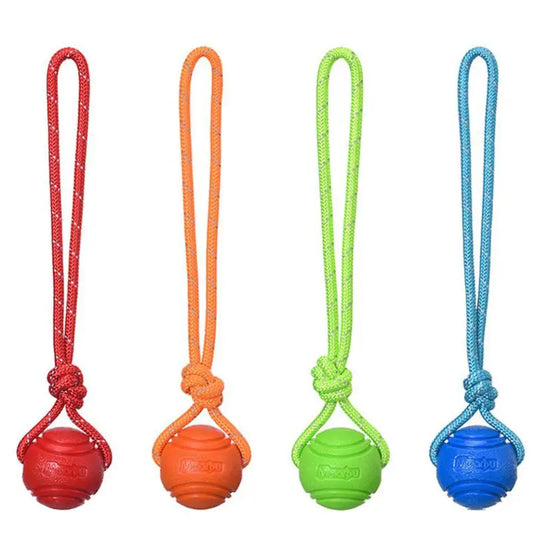 Dog Ball Toys Bouncy Rubber Ball Chew Toys Pet Dog Toy Ball with String Interactive Toys for Big Dog Puppy Games Toys