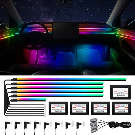 Car Interior Ambient Lights Acrylic Optical Fiber Led Colorful Strips Atmosphere Lamp Dashboard Panel Door Foot Decoration