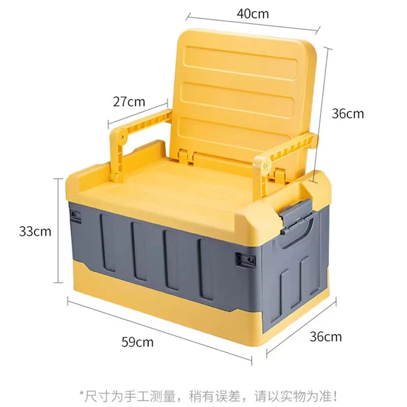60L Outdoor Storage Box Foldable Storage Box Car Camping Accessories Car Supplies Thickened Storage Box