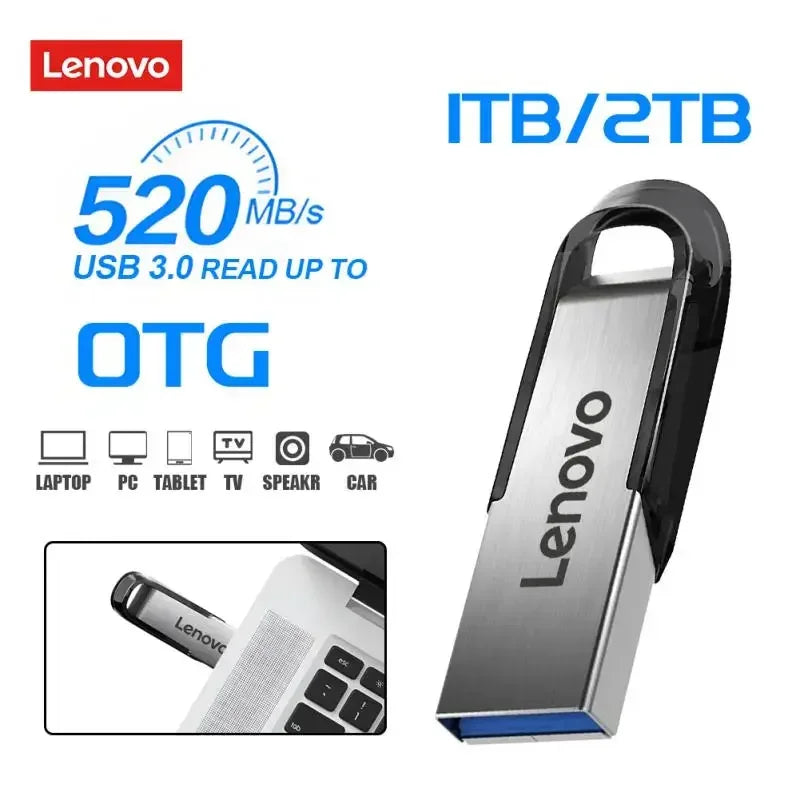 Lenovo 2TB USB 3.0 Pen Drive Metal High Speed Flash Disk 1TB 512GB Usb Memory Stick Pendrive 128gb For PC/Laptop/Ps4 Controler