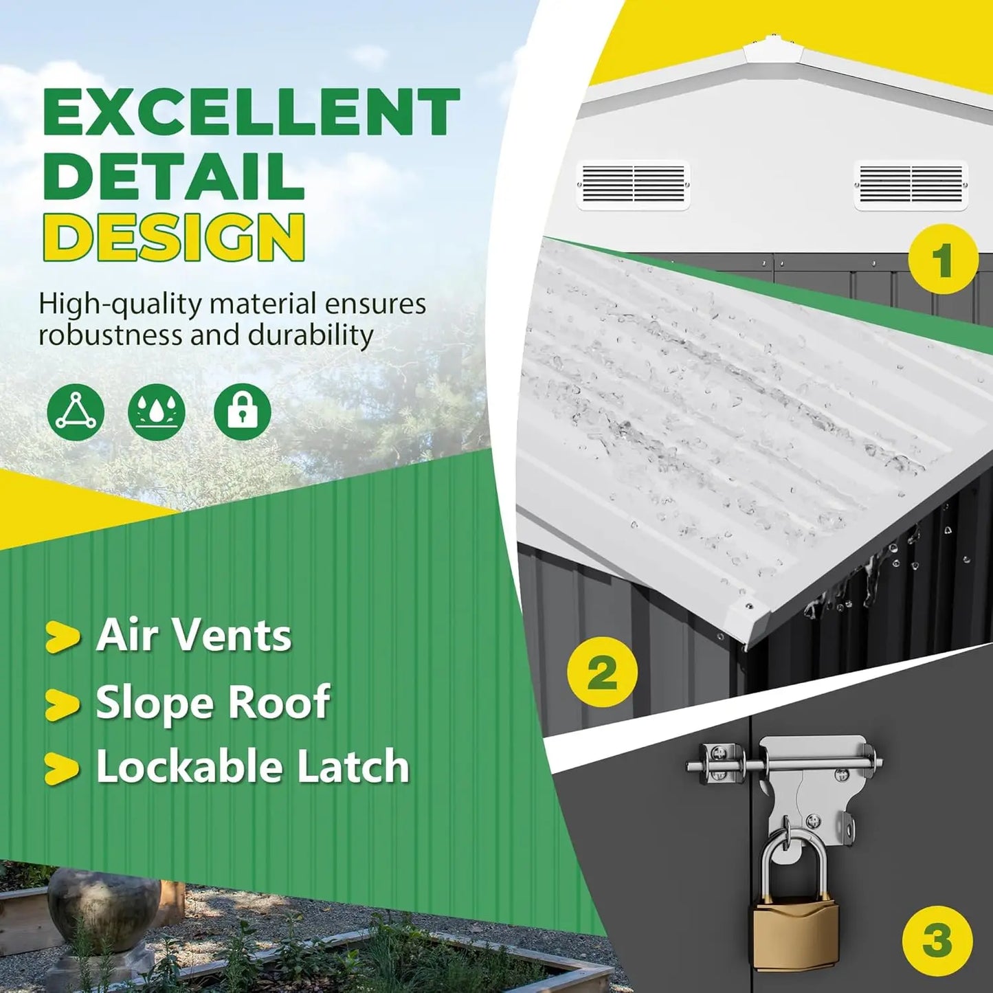 10 x 8 FT Outdoor Storage Shed, Metal Garden Sheds & Outdoor Storage Clearance, Large Tool Shed Outdoor with Single, Customized