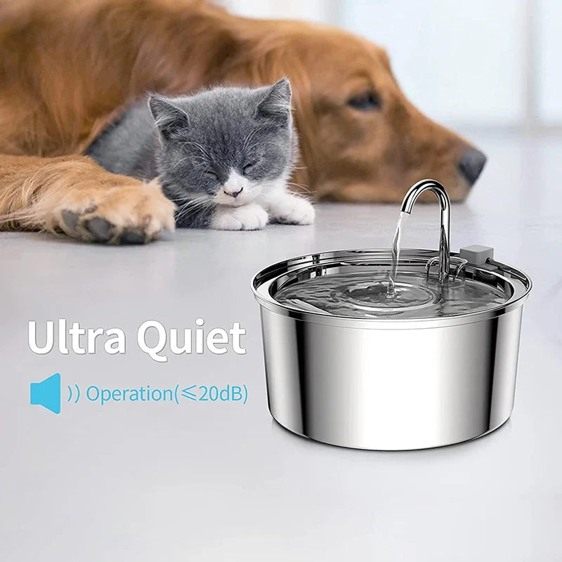 3.2L Cat Automatic Water Dispenser Pet Smart Induction Water Feeder USB With Filter Stainless Steel Dog Feeder Pet Supplies