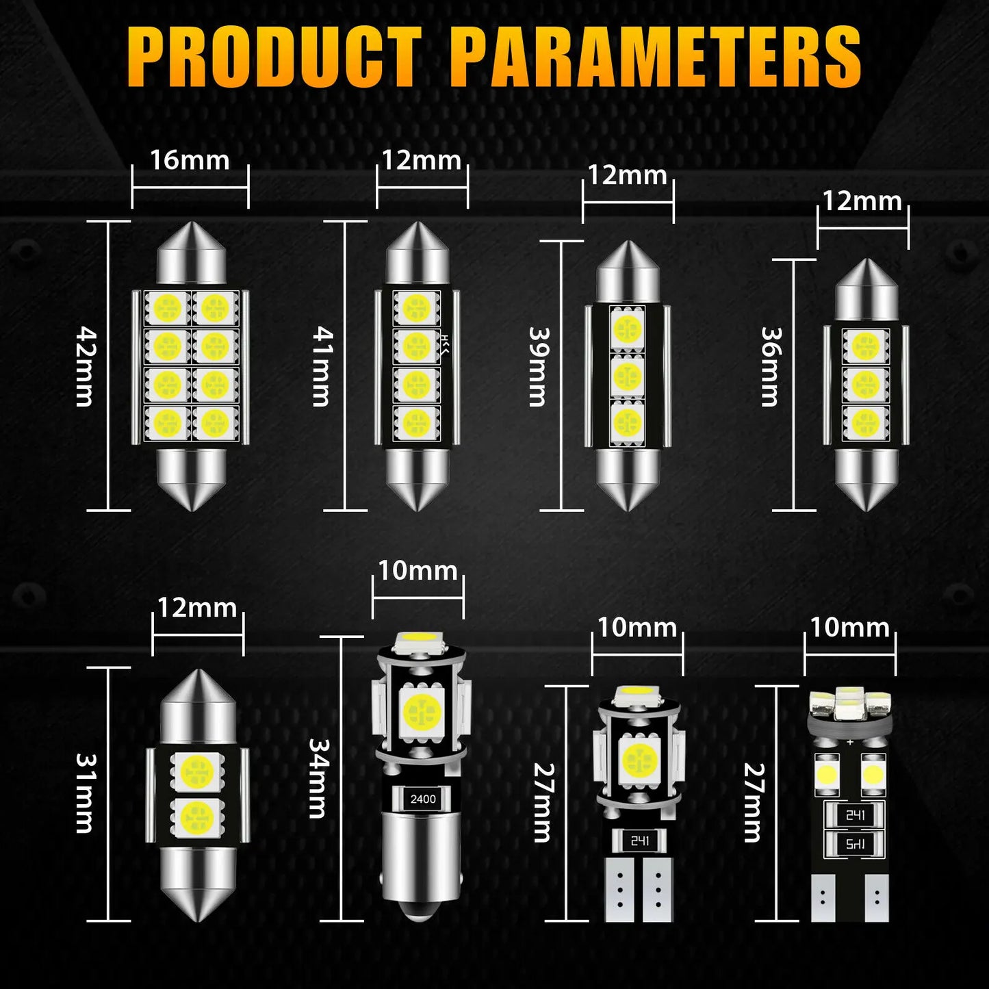 23Pcs T10 5050 Car LED Light Bulb Interior Dome Trunk License Plate Lamps Kit White for Bmw E53 E60 E90 Golf 4 7 LED Lamp