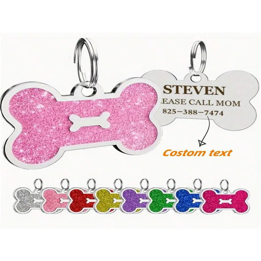 Bone Shaped Pet ID Tag Personalized Dog Cat Name Tags Anti-lost Free Engraving Collar Pendant Bone for Pet