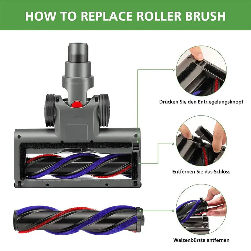 Roller Brush Head Replacement for Dyson V7 V8 V10 V11 V15 Cordless Vacuum Cleaner Quick-Release Motorhead with LED Headlight