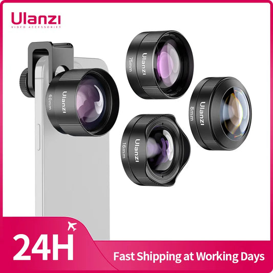 Ulanzi Mobile Lens Smartphone Lens Macro/Fisheye/Wide Angle Telephoto Mobile Lens with 17mm Lens Clip