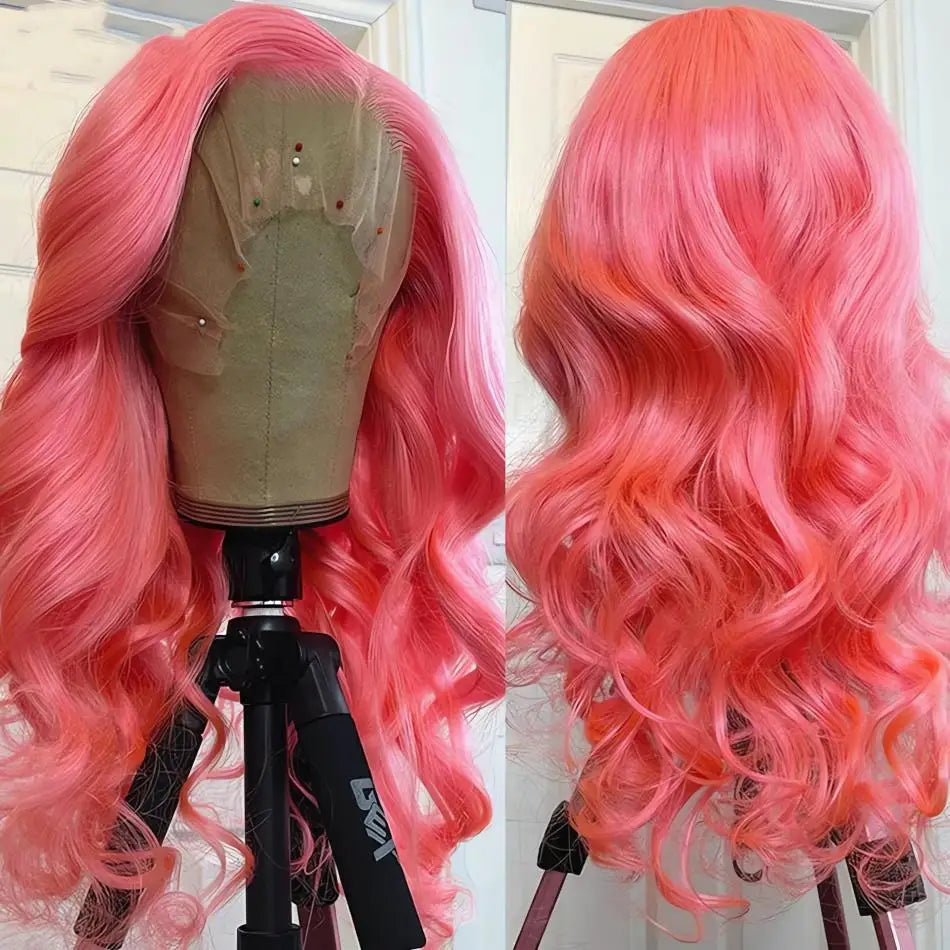 Light Pink Lace Front Wig Human Hair 13x6 Hd Transparent Lace Frontal Wig 13x4 Pink Colored Body Wave Human Hair Wigs For Women