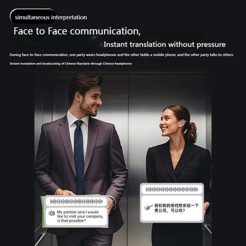 Butterfly Earrings Bluetooth 5.4 Headphone AI Translator Long Battery Life Touch screen Clip on Jewelry Earphones For Girls Gift