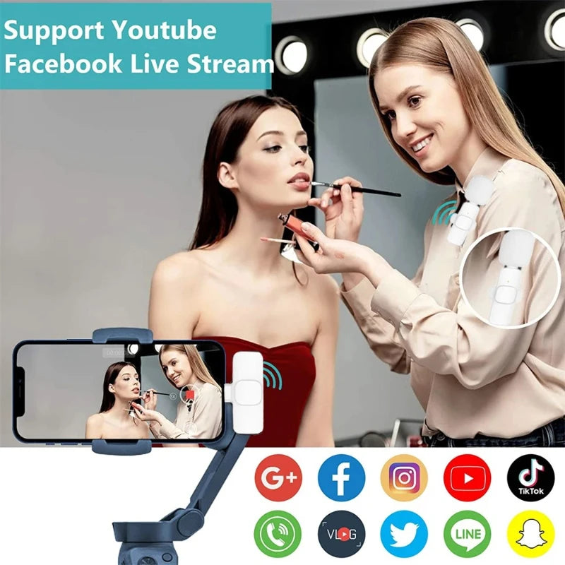 Xiaomi Pink Wireless Lavalier Microphone for iPhone Android PC Live Gaming Phone Portable Audio Video Recording Vlog Microphone