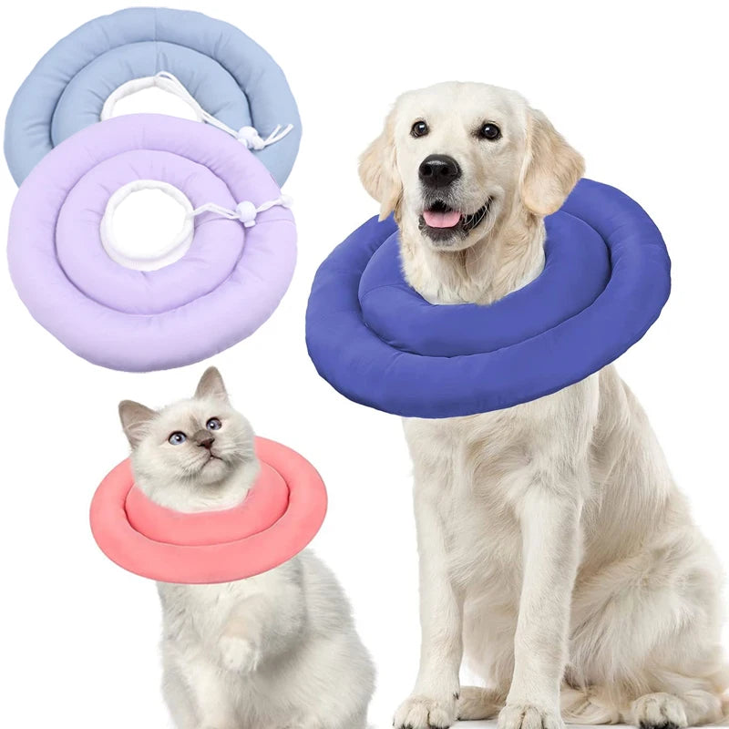 Pet Dog Cat Protection Collar Adjustable Elizabethan Collar Soft Ring Cat Dog Wound Healing Anti-Scratch Anti-Licking Headgear