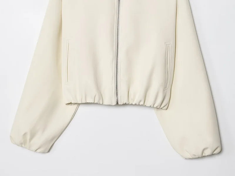 MUJER Puffed Bomber Jackets for Women Zip Varsity Cropped Jacket Woman Demi-season Jacket for Women Outerwears Womens Coats