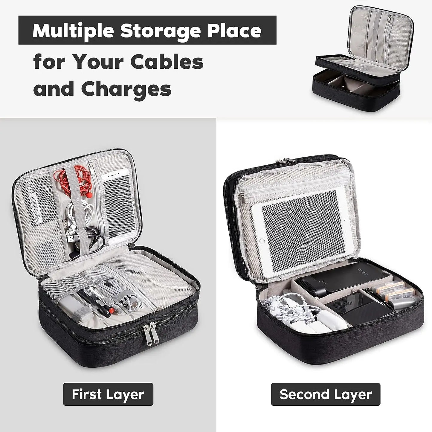 Cable Storage Bag Waterproof Digital Electronic Organizer Portable USB Charger Plug Storage Bag Travel USB Data Cable Organizer