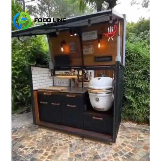 Custom Stainless Steel Barbecue Storage Cabinet for Outdoor Kitchen Garden Wind and Rainproof  Kitchencamping Kitchen Storage