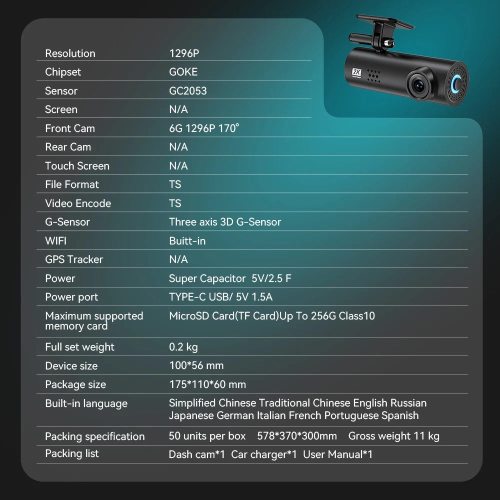 NOYAFA LF9 Pro WIFI Dash Cam 4K/2K DVR for Car Camera 24 Hour Parking Monitoring Loop Recording Car Camera With IR Night Vision