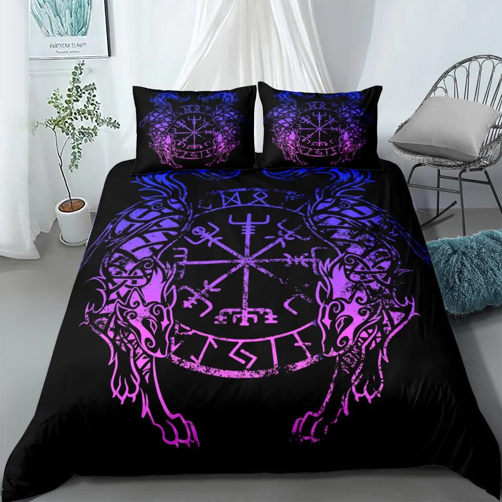 Vigvisir Viking Art Constellation Bedding Set EU Single Double King US Twin Full Queen King Ethnic Bed Linen Set