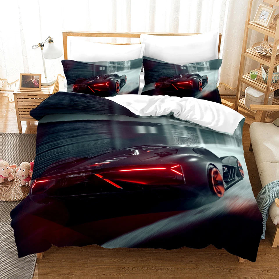 Sports Car Duvet Cover Set Luxury High Quality 3D Printed Bedding 2/3pcs Double Queen King Bedclothes Adults Boys Home Textile