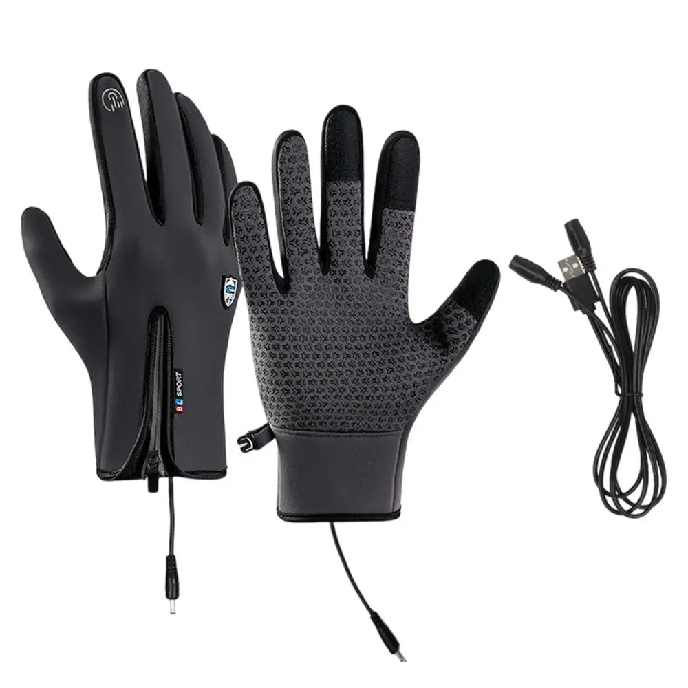 Heated Work Gloves Rechargeable Hand Warming Gloves Non-Slip Winter Gloves With Zipper Design Ice Fishing Gear For Men Women