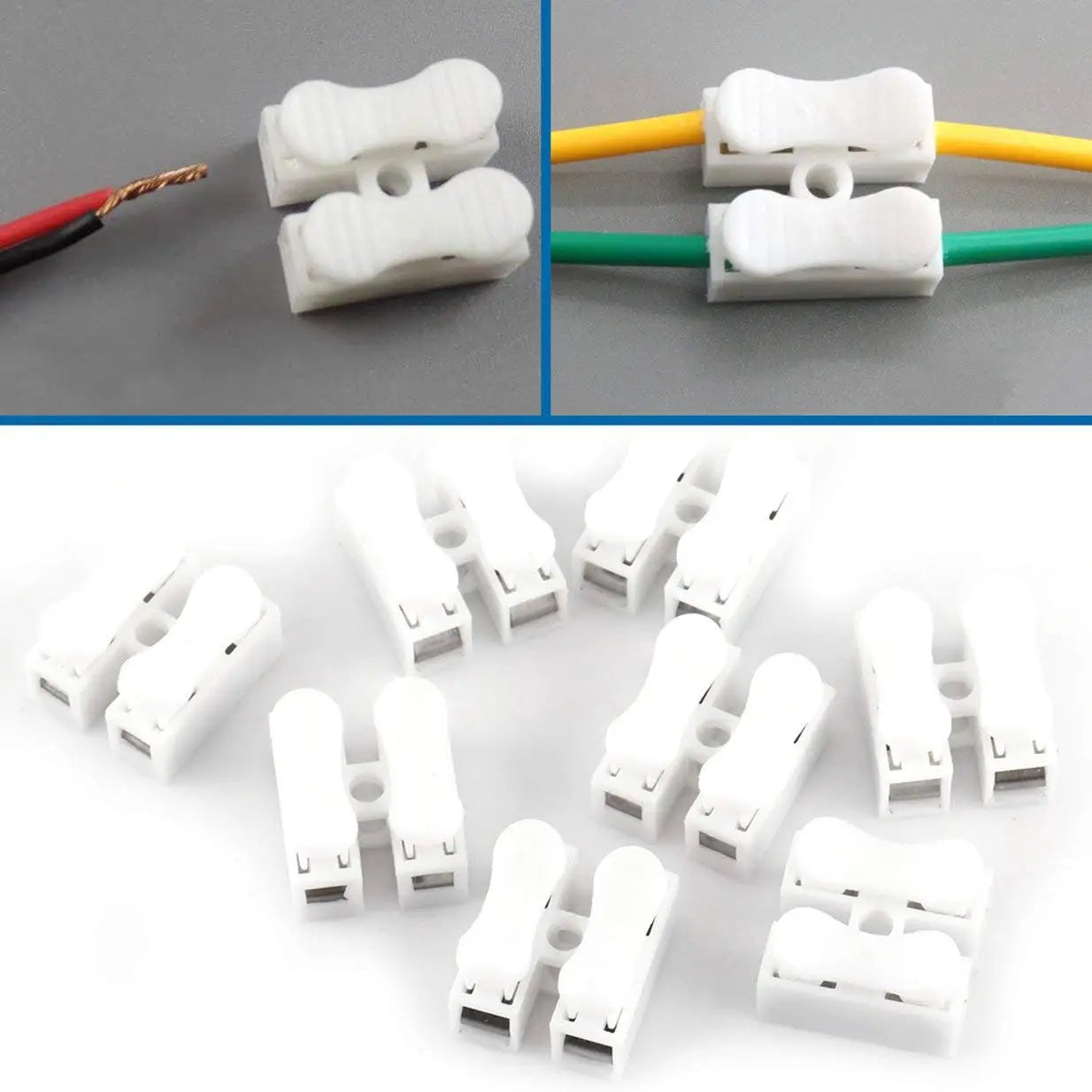 20pcs Wire Connectors CH-2 CH-3 No Solding Welding Quick 2P 3P Cable Wire Connector No Screw Terminal Block Spring Clamp