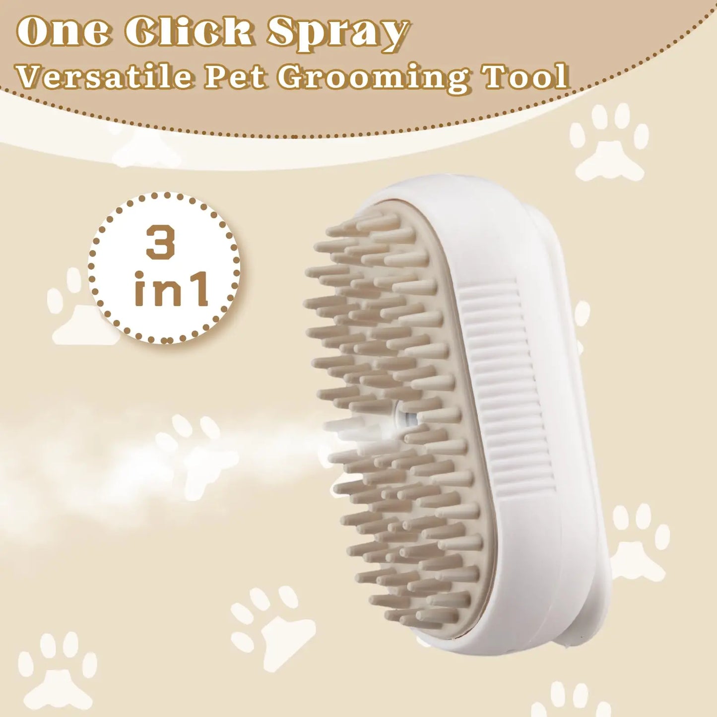 Steamy Cat Brush 3 in 1 Electric Anti-splashing Handle Cat Brush with Steam Spray for Massage Pet Grooming Comb Hair Removal