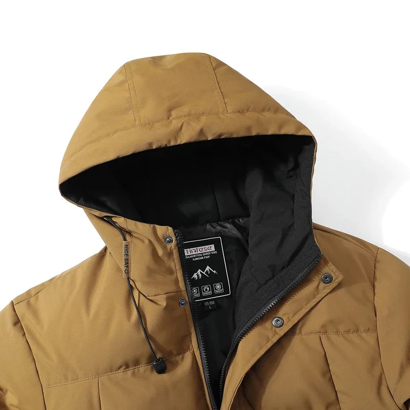Winter Men Waterproof Windproof Casual Jacket Mens Puffer Hooded Fashion Jacket Man Outdoor Loose Thick Jacket Windbreaker Parka