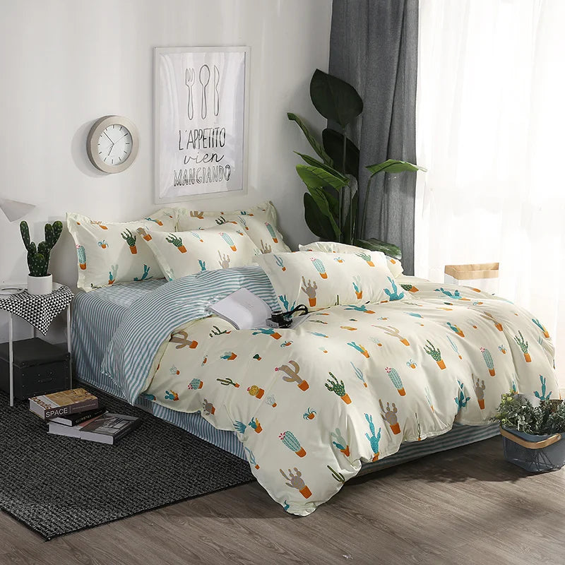 Solstice Home Textile Black Lattice Duvet Cover Pillowcase Bed Sheet Simple Boy Girls Bedding Sets Single Twin Double Cover Beds