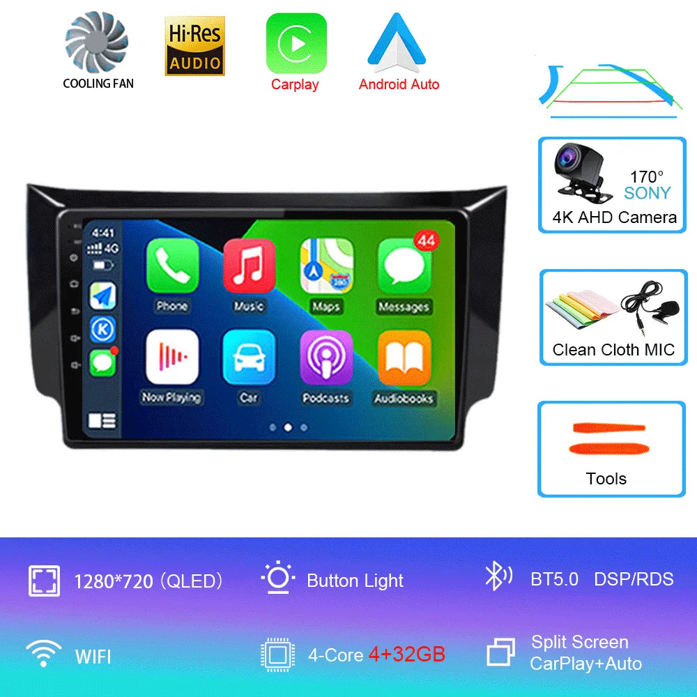 Car Radio Android 14 Carplay Auto For Nissan Sylphy B17 Sentra 12 2012 2013 2014-2018 GPS Multimedia Video Player Stereo 2din 4G
