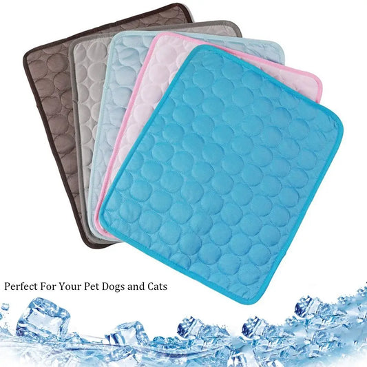 Pet Cooling Mat Dog Cat Sleeping Pad Cool Ice Silk Moisture-proof Mattress Cushion Summer Small Animal Cold Bed 5 sizes