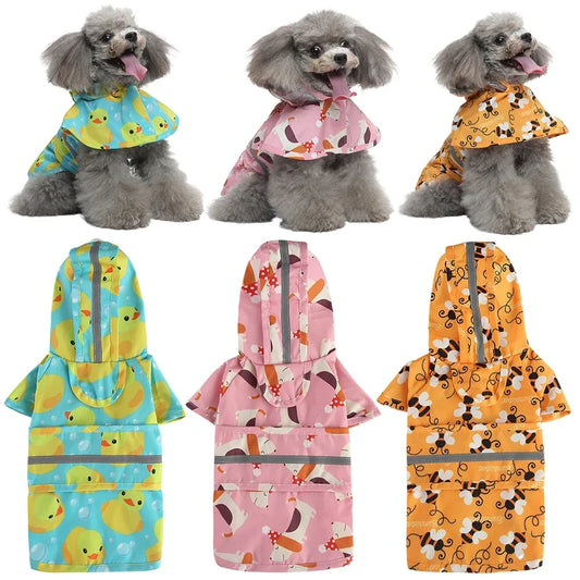 Pets Dog Clothes Waterproof Dog Raincoat Jumpsuit for Medium Large Dogs Hooded Raincoats Reflective Strip Dogs Rain Coat XS-4XL