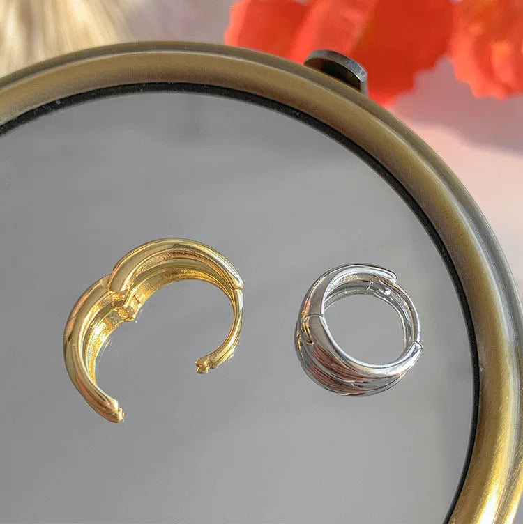 925 Sterling Silver Hot Sale Korean geometric hoop Earrings Simple Temperament Exquisite Hot Semale Sexy Jewelry Gift