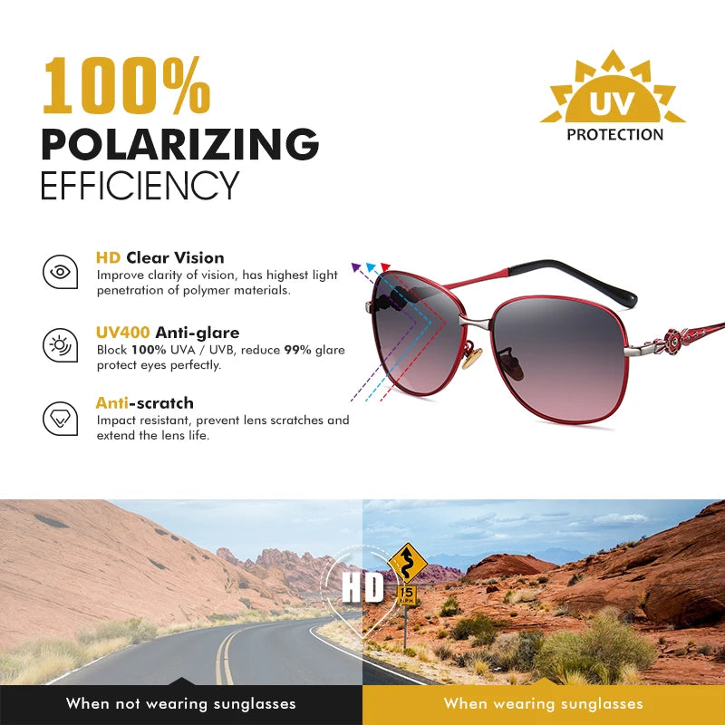 LIOUMO Vintage Polarized Sunglasses Women Glasses Fashion Travel Eyewear Anti-Glare Trendy Gradient Shades gafas de sol mujer