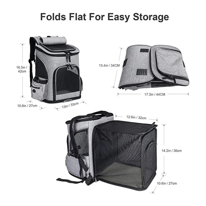 Pet Supplies Out Puppy Backpack Expandable Pet Bag Large Capacity Breathable Portable Cat Backpack Foldable Dog Bag