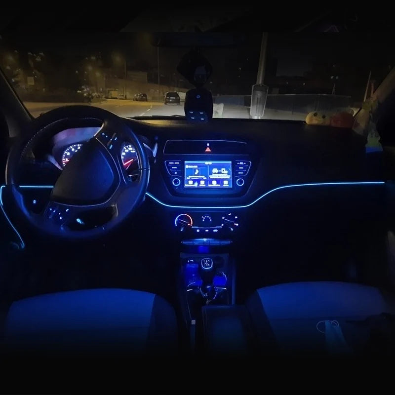 5m Car Interior Atmosphere Lighting LED Strip 5V DIY Flexible EL Cold Light Line Tube With USB Auto Decoration Ambient Lamp