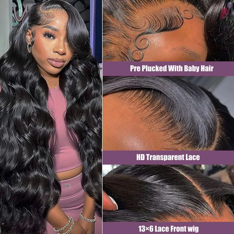 30 34 Inches Body Wave Wig 13x4 13x6 Lace Front Human Hair Wigs 100% Brazilian Remy Human Hair Wigs For Women Natural Color